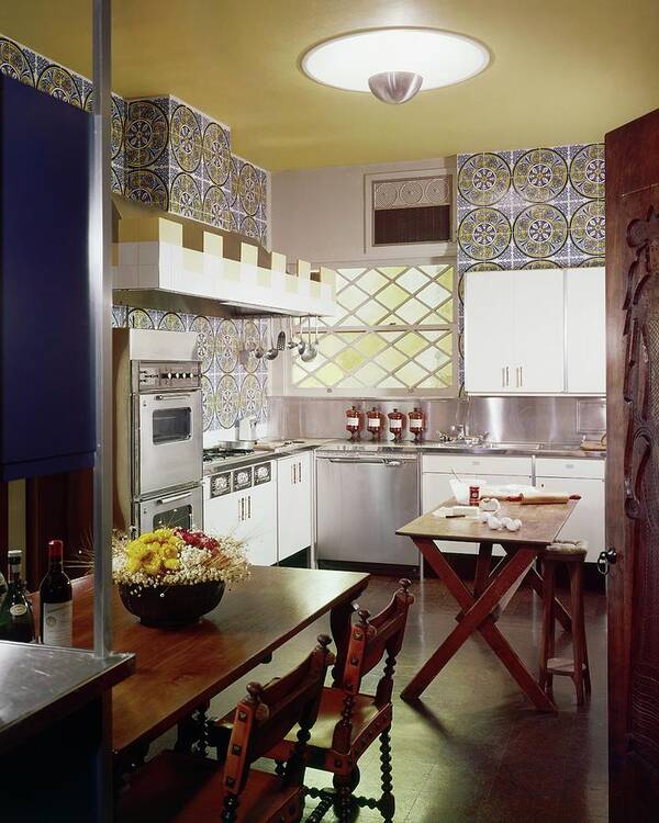 Kitchen Art Print featuring the photograph A Spanish-style Kitchen by Bill Margerin
