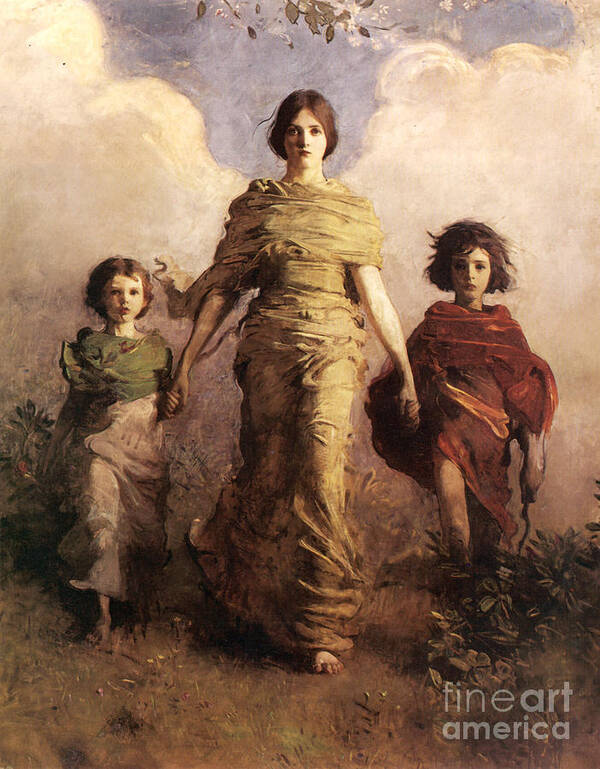 Abbott Handerson Thayer - A Virgin (1892�93) Art Print featuring the painting A Virgin - Winged Victory of Samothrace by Celestial Images