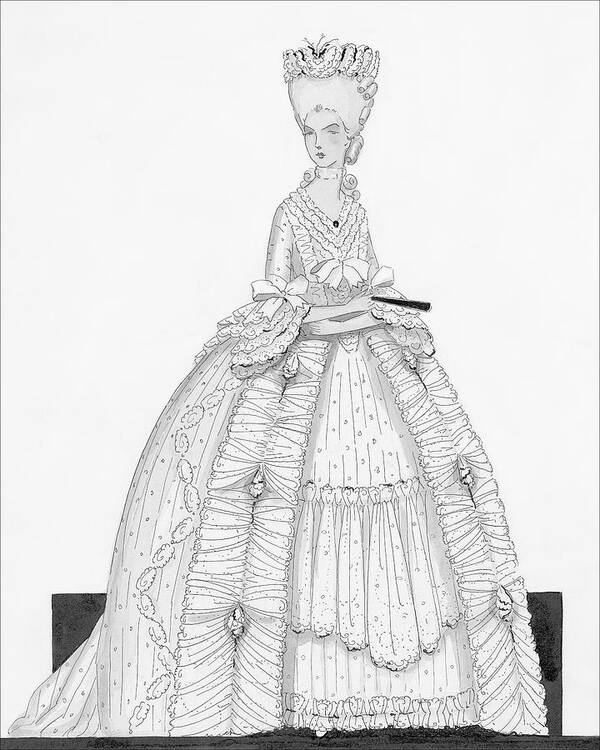 Fashion Art Print featuring the digital art A Woman Wearing A Dress From 1790 by Claire Avery