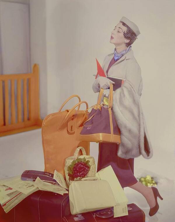 Accessories Art Print featuring the photograph A Women In A Jacket by Horst P. Horst