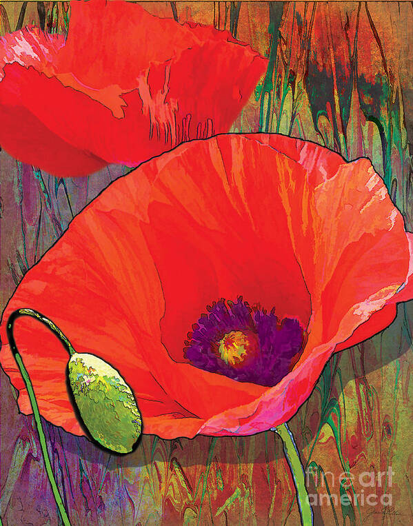 Floral Art Print featuring the painting Abstract Poppy B by Grace Pullen