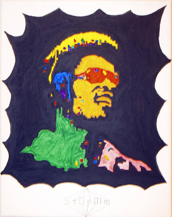 Stevie Wonder Art Print featuring the painting Afro Stevie Wonder by Stormm Bradshaw