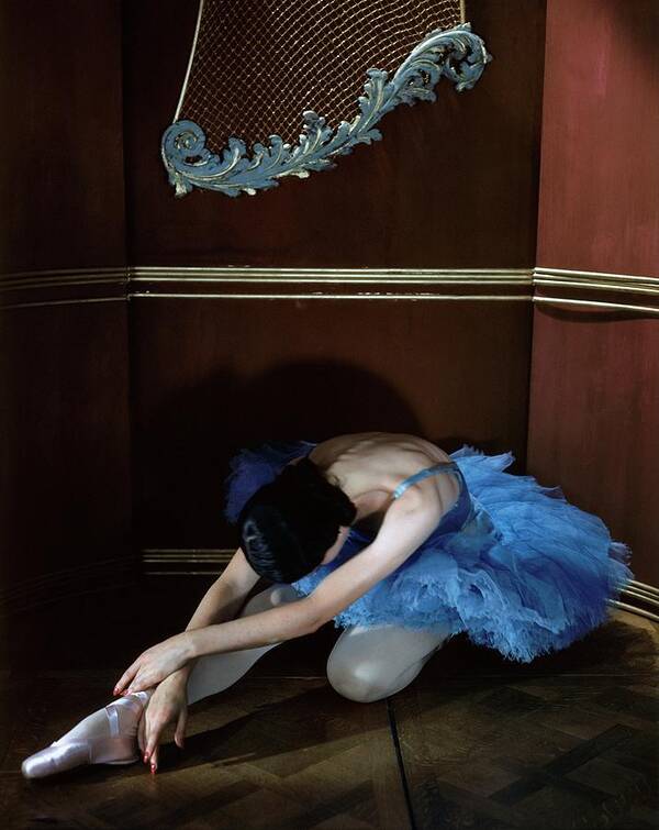 Beauty Art Print featuring the photograph Alicia Markova In A Blue Tutu by Horst P. Horst