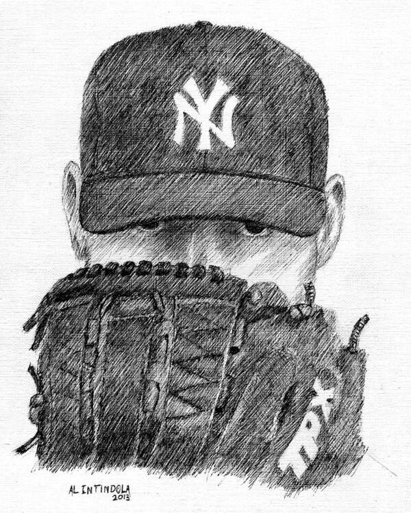 Baseball Player Art Print featuring the drawing Andy by Al Intindola