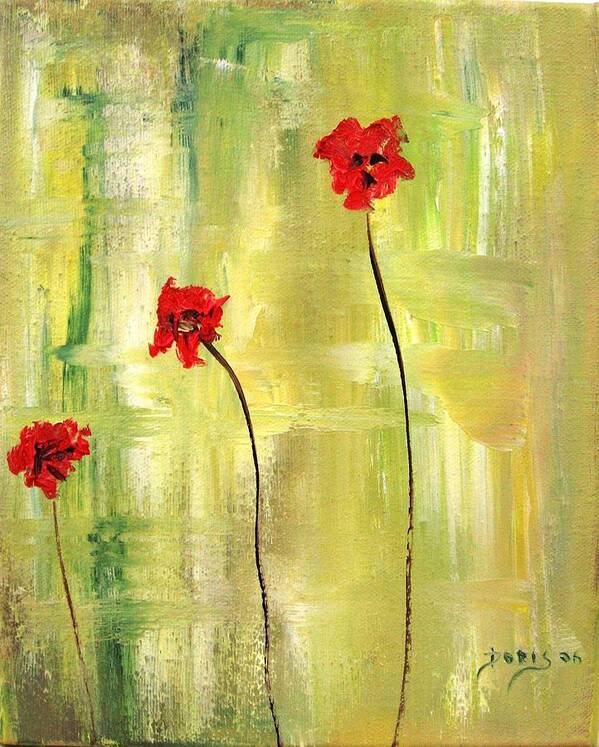 Flowers Art Print featuring the painting Anemons by Doris Cohen