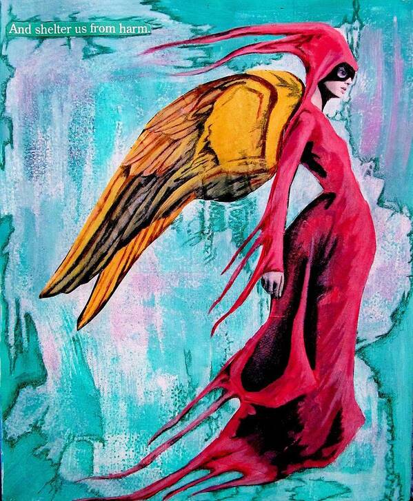 Angels Art Print featuring the mixed media Angel 1 Navigating Ether by Maria Huntley