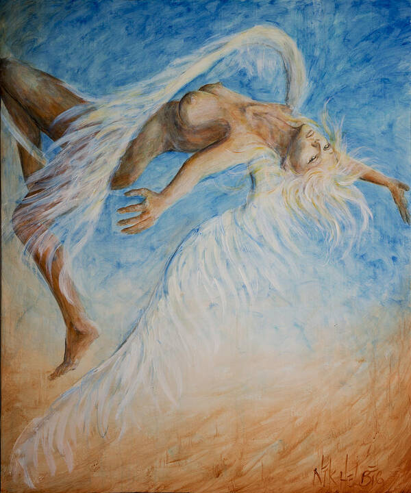 Angel Art Print featuring the painting Angel Blu Drifter by Nik Helbig