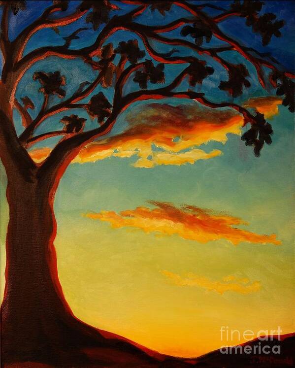 Nature Art Print featuring the painting Arbutus Sunrise by Janet McDonald