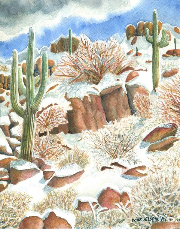 Arizona Art Print featuring the painting Arizona The Christmas Card by Eric Samuelson