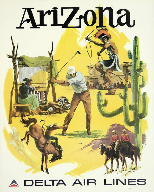 Arizona Art Print featuring the mixed media Arizona Travel Delta Airlines by David Wagner