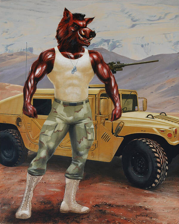 Hmmwv Art Print featuring the painting Arkansas Soldier by Glenn Pollard