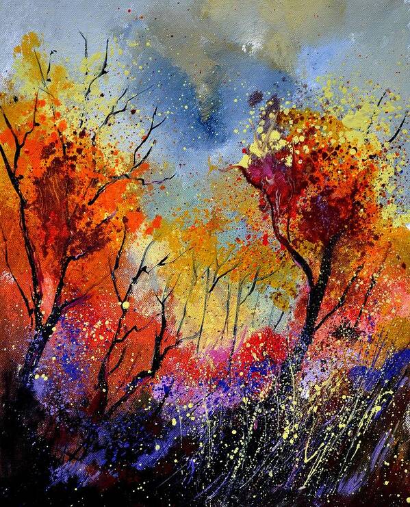 Original Oil On Canvas Stretched On A Wooden Frame Art Print featuring the painting Autumn 453180 by Pol Ledent