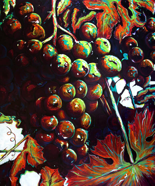 Grapes Art Print featuring the painting Baciata dal Sole by Steve Gamba