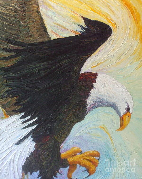 Bald Eagle Paintings Art Print featuring the painting Bald Eagle - A National Treasure by Paris Wyatt Llanso