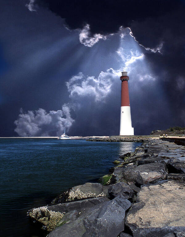 Lighthouse Art Print featuring the photograph Barnegat Inlet Lighthouse Nj by Skip Willits