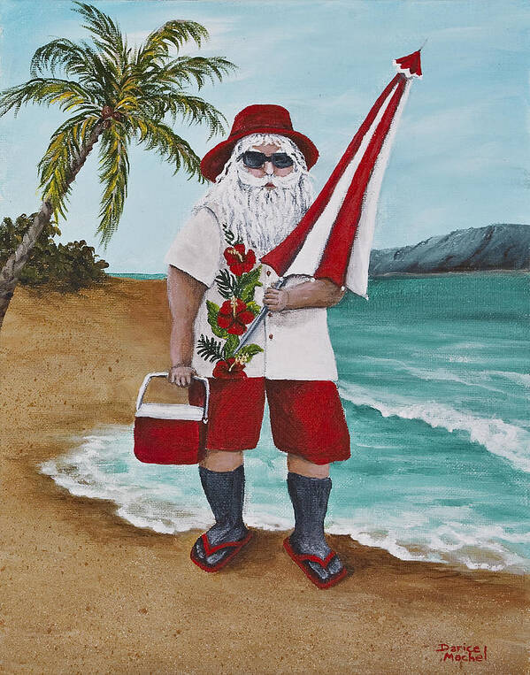 Christmas Art Print featuring the painting Beachen Santa by Darice Machel McGuire