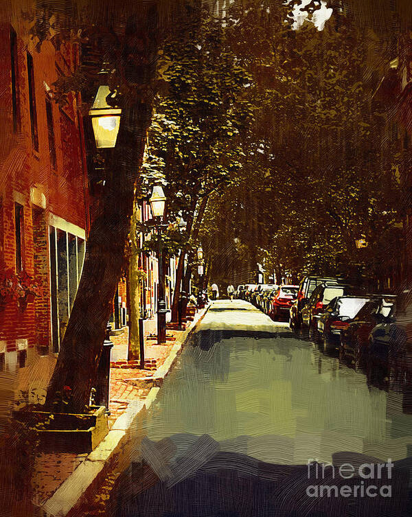 Boston Art Print featuring the digital art Beacon Hill by Kirt Tisdale