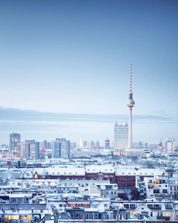 Alexanderplatz Art Print featuring the photograph Berlin Winter Cityscape by Spreephoto.de