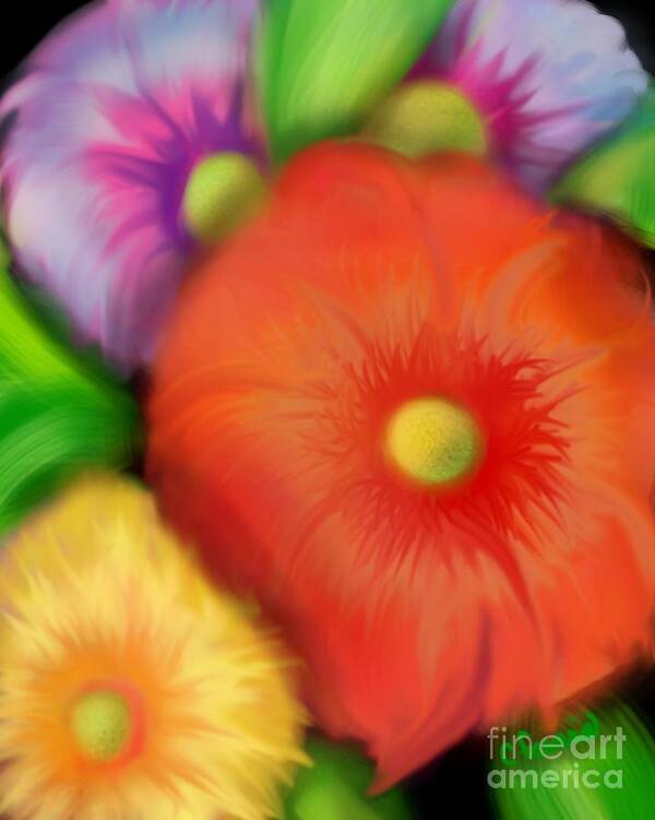 Floral Art Print featuring the digital art Big Blooms by Christine Fournier