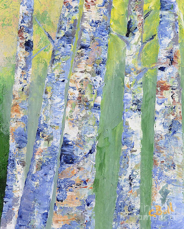 Birch Art Print featuring the painting Birches by Claire Bull