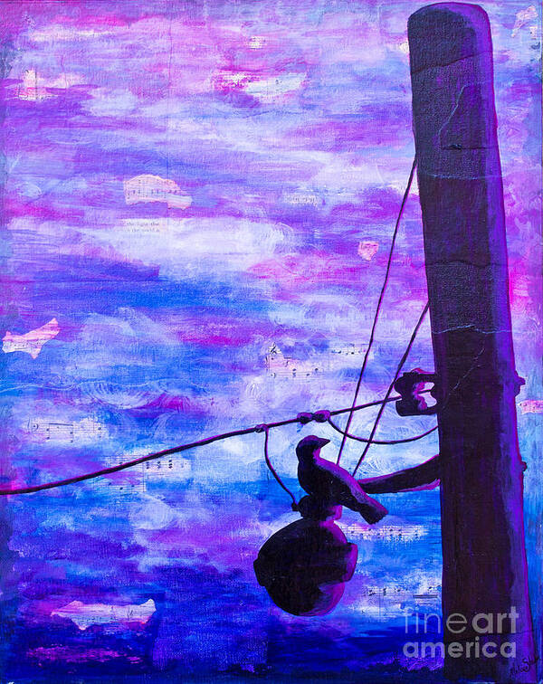 Bird Art Print featuring the painting Bird on a Wire by Melissa Fae Sherbon