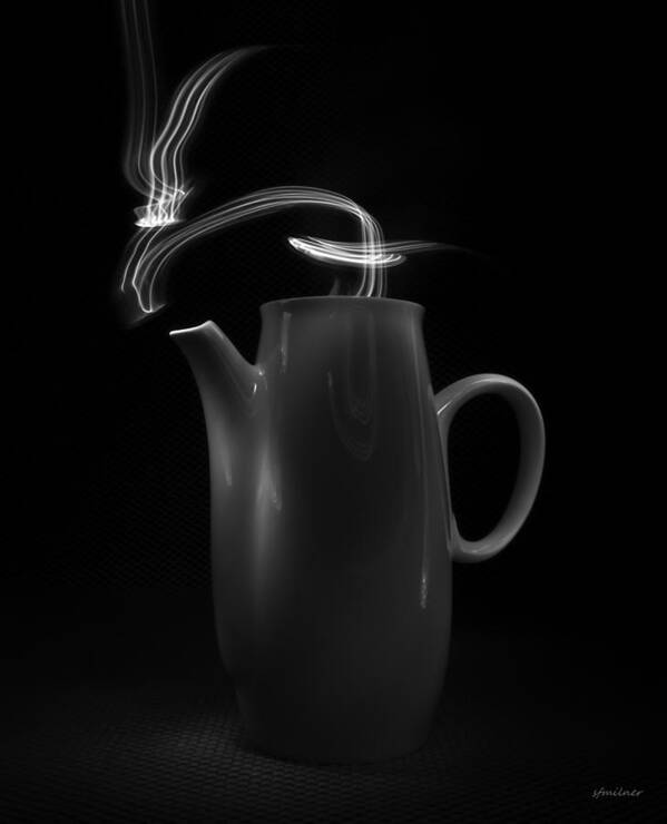 Abstracts Art Print featuring the photograph Black Coffee Pot - Light Painting by Steven Milner
