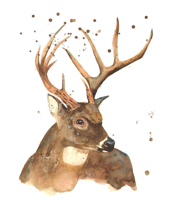 Stag Art Print featuring the painting Blitzen by Alison Fennell