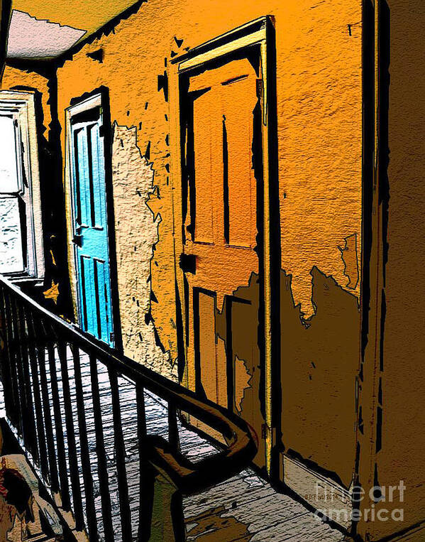 Blue Art Print featuring the digital art Blue Door Manchester Vermont by Dee Flouton