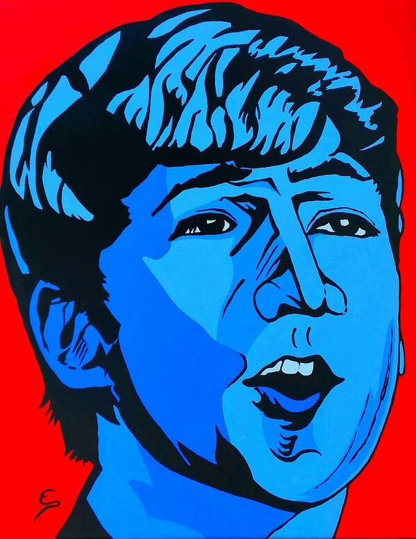 The Beatles Paintings Art Print featuring the painting Blue John Lennon by Edward Pebworth