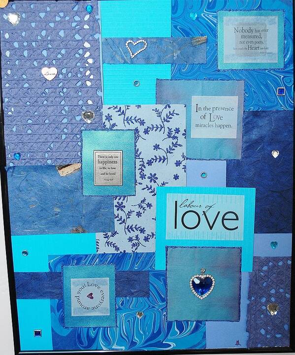 Mixed Media Art Print featuring the painting Blue Love by Karen Buford