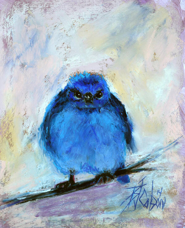 Blue Bird Art Print featuring the pastel Bluebird of Unhappiness by Billie Colson