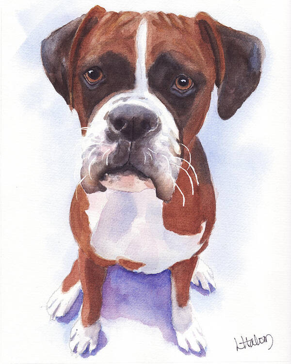 Boxer Art Print featuring the painting Boxer by Greg and Linda Halom
