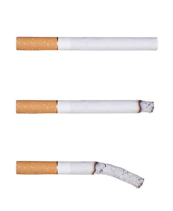 Cigarette Art Print featuring the photograph Burning Cigarettes by Daniel Sambraus, Thomas Luddington/science Photo Library