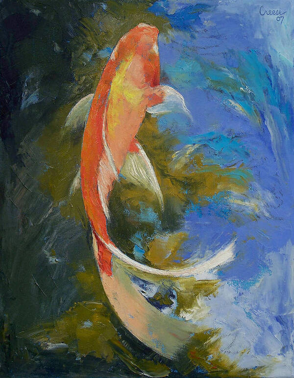 Painting Art Print featuring the painting Butterfly Koi Painting by Michael Creese