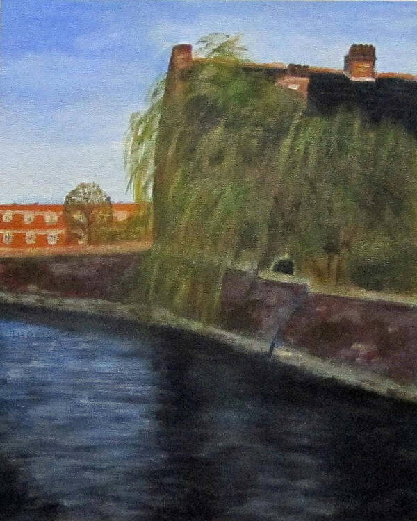 Landscape Art Print featuring the painting By the canal - Leuven Belgium by Linda Feinberg
