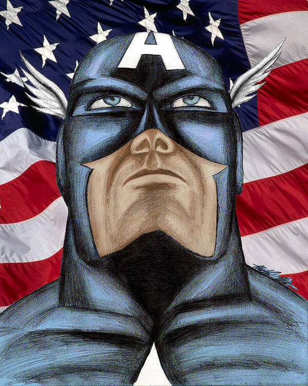 Captain America Art Print featuring the digital art Captain America by Michael Mestas