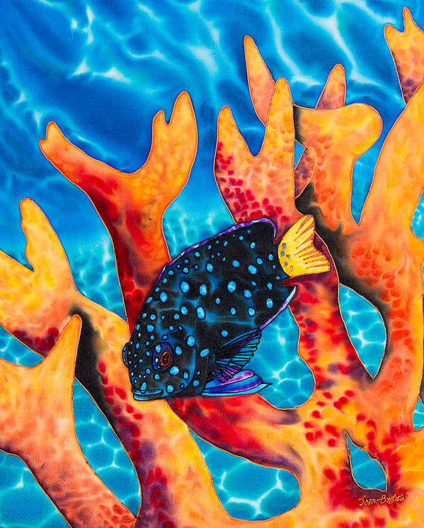 Damselfish Art Print featuring the painting Caribbean Damselfish by Daniel Jean-Baptiste