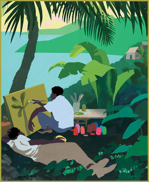 Jamaica Art Print featuring the mixed media Caribbean Painter by Clifford Faust
