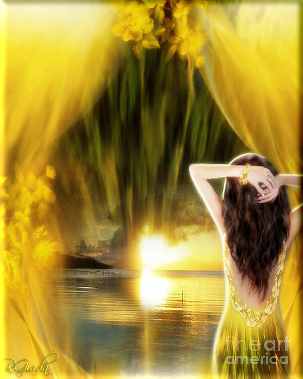 Catching The Sunset Art Print featuring the digital art Catching the sunset - fantasy art by Giada Rossi by Giada Rossi