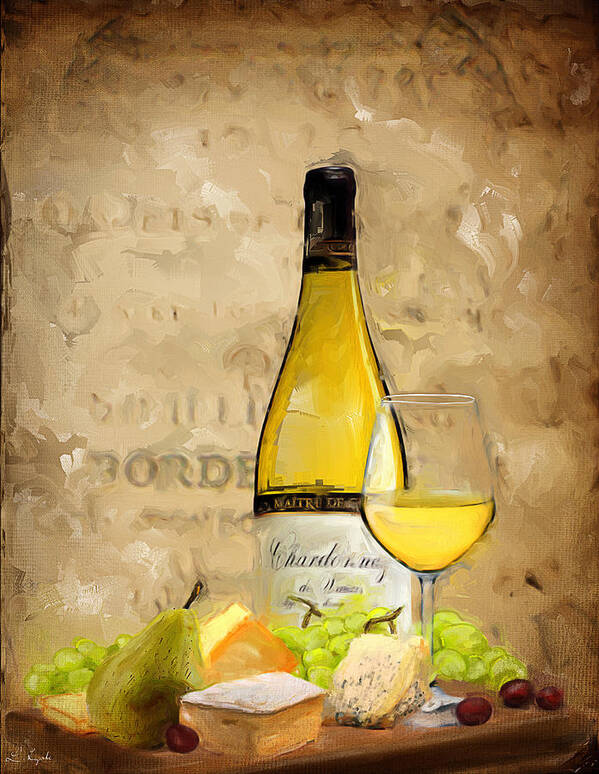 Wine Art Print featuring the painting Chardonnay IV by Lourry Legarde