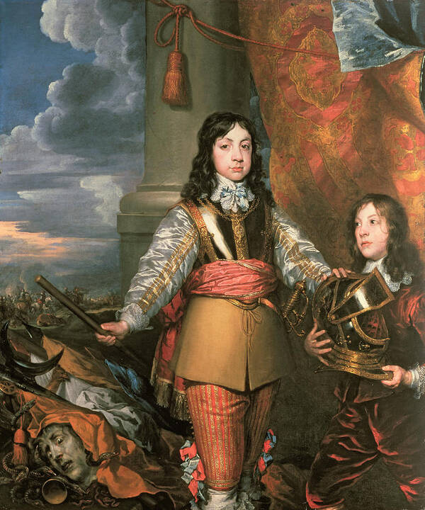 Portrait Art Print featuring the photograph Charles II As Prince Of Wales With A Page, C.1642 Oil On Canvas by William Dobson