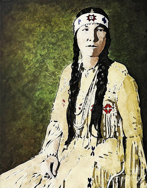 Cherokee Art Print featuring the digital art Cherokee Woman by Lianne Schneider