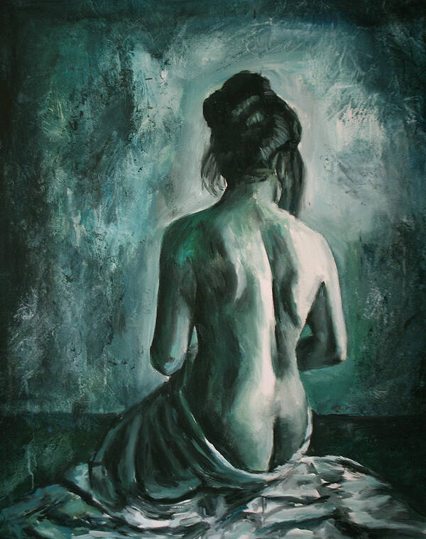 Nude Art Print featuring the painting Chiaro Di Luna by Escha Van den bogerd
