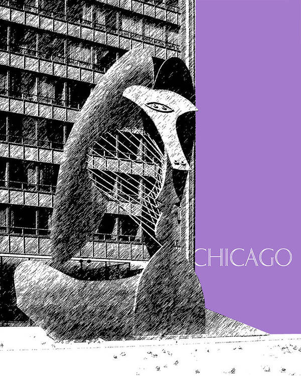 Architecture Art Print featuring the digital art Chicago Pablo Picasso - Violet by DB Artist