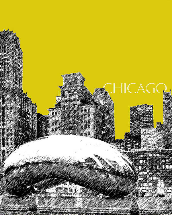 Architecture Art Print featuring the digital art Chicago The Bean - Mustard by DB Artist