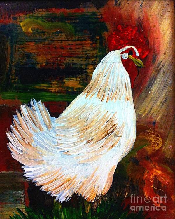 Chicken Art Print featuring the painting Chicken--Yard Bird by Saundra Myles