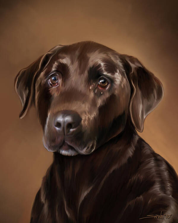 Chocolate Lab Art Print featuring the painting Chocolate Lab by Michael Spano