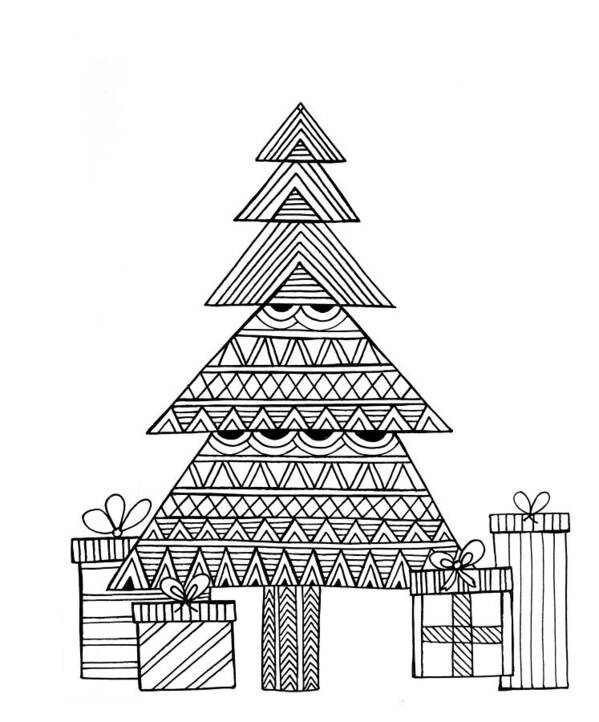 Neeti Goswami Art Print featuring the drawing Christmas Tree by MGL Meiklejohn Graphics Licensing