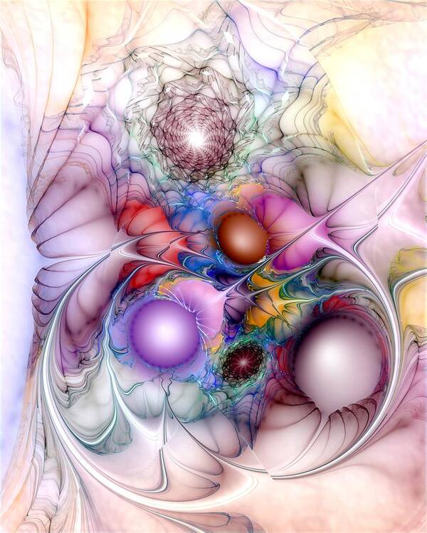 Abstract Art Print featuring the digital art Circumferent Chroma by Casey Kotas