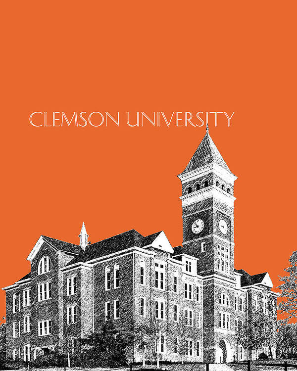 University Art Print featuring the digital art Clemson University - Coral by DB Artist